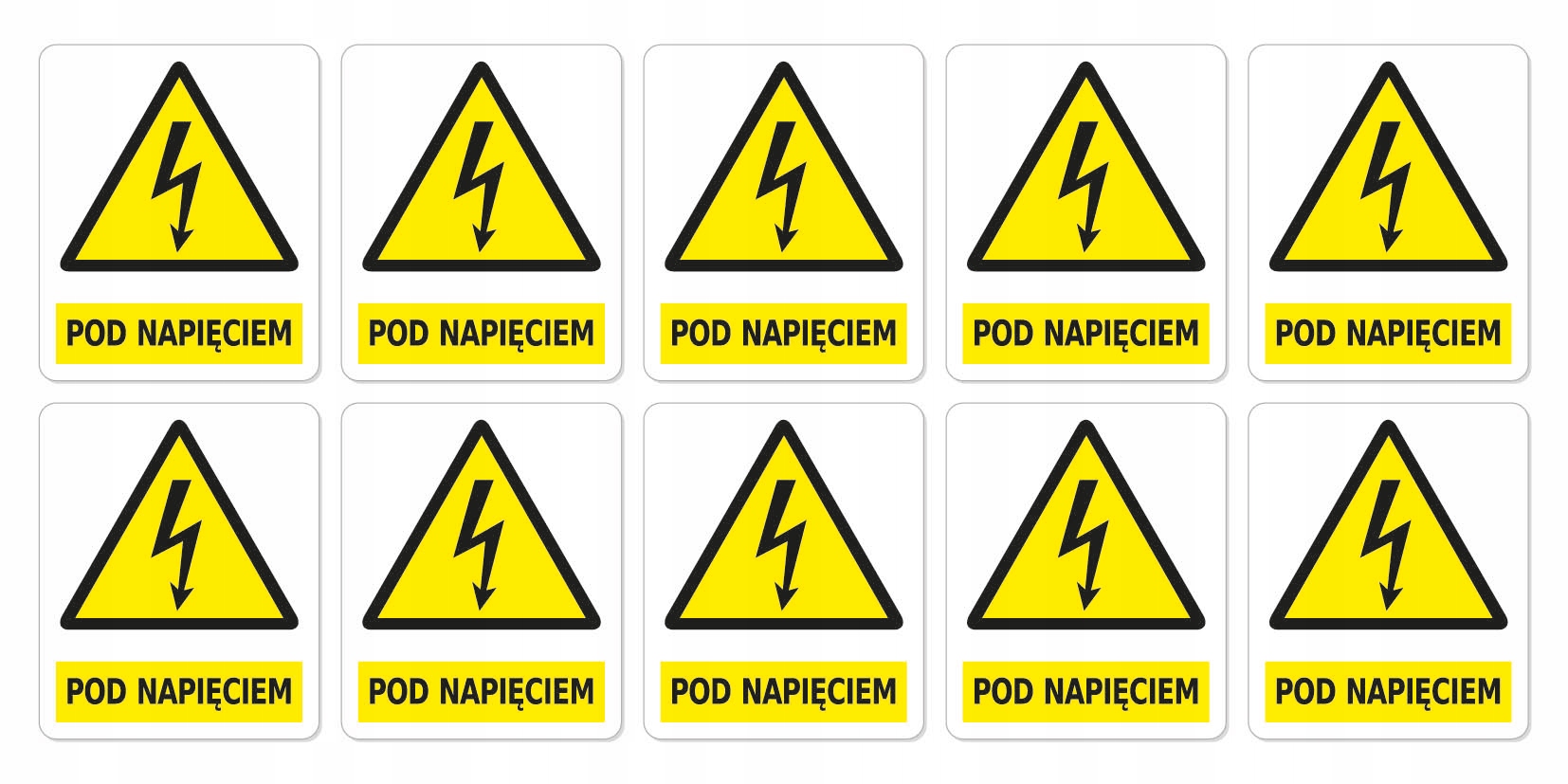 Naklejki POD NAPIĘCIEM 6x5cm 10szt _DRUK