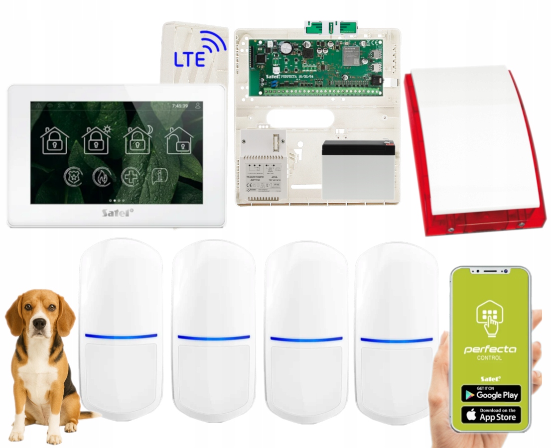 Alarm Do Domu Satel System Perfecta 64 M Lte 4 Czujki Pir Pet Syrena App