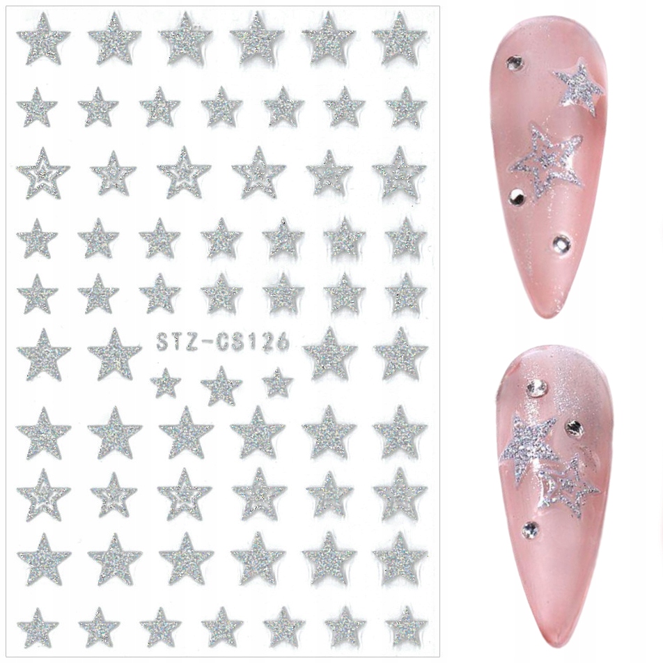 

Naklejki 3D samoprzylepne CS126 brokatowe gwiazdki