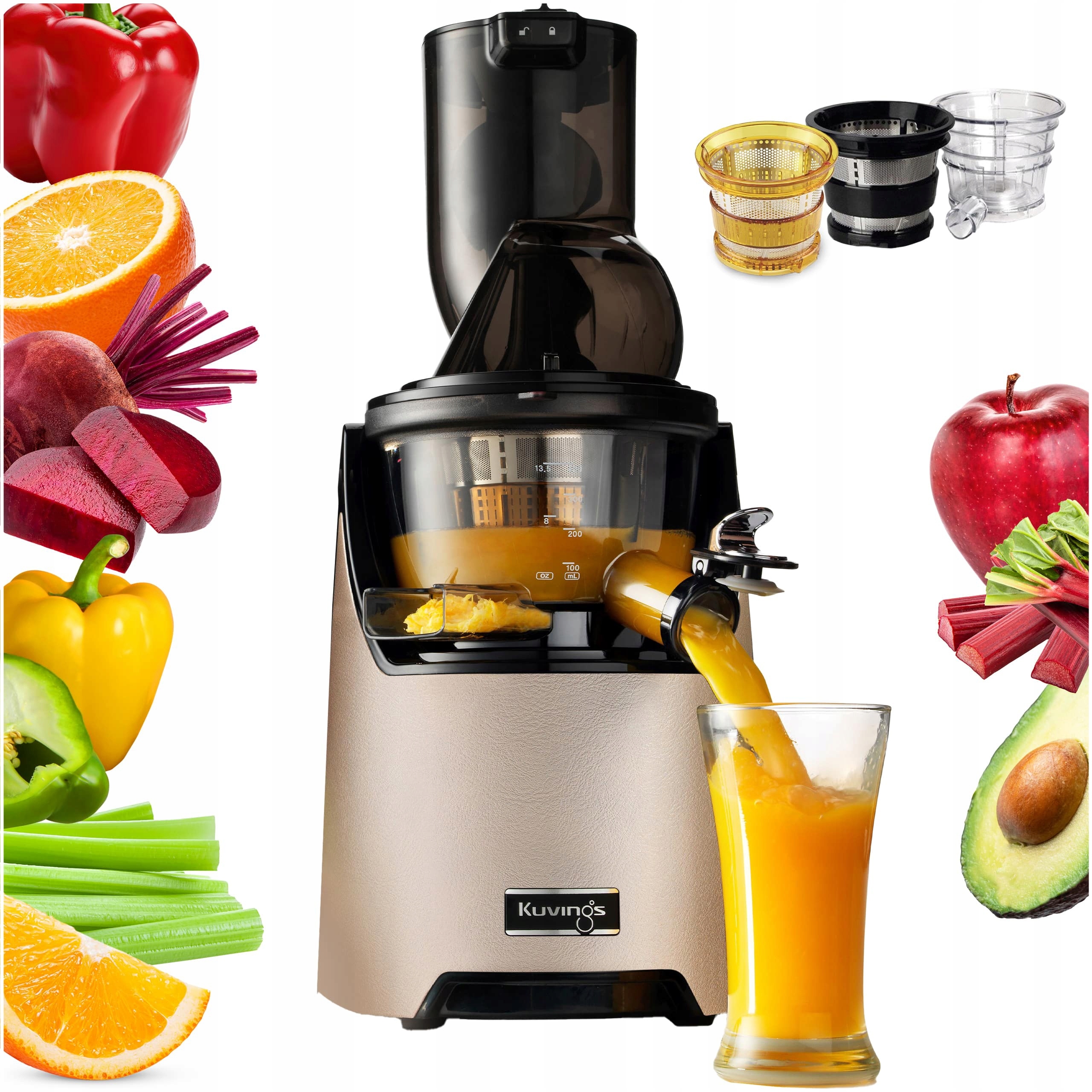Kuvings EVO820 Plus Zlatý Pomalý Odšťavňovač Na Šťávy Z Ovoce A Zeleniny