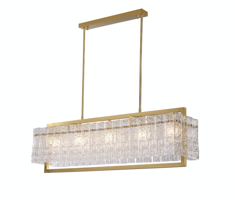 Monaco lampa wisząca 95 cm prostokątny glamour kryształowy złoty