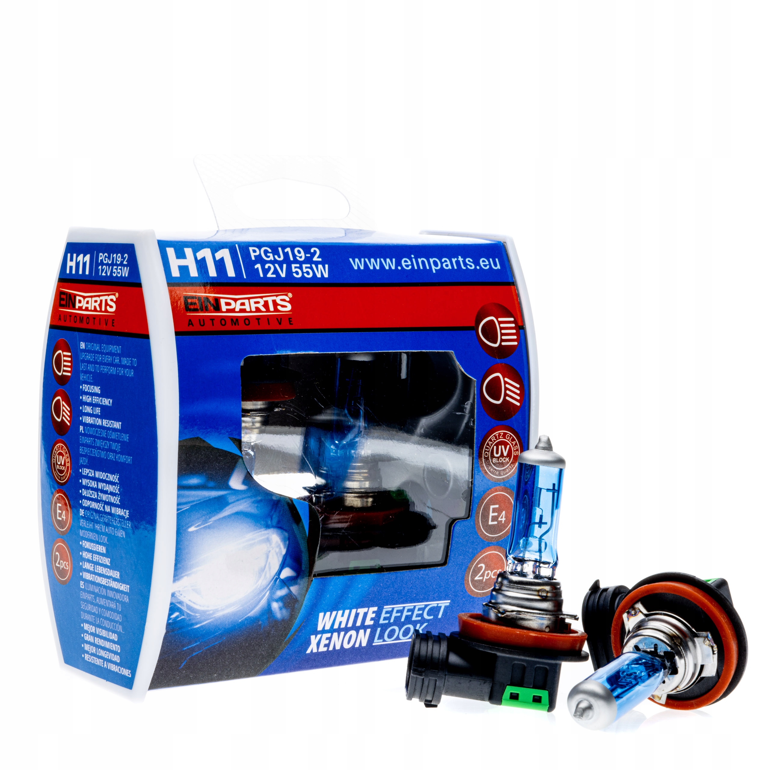 Żarówki H11 12V 55W E4 Einparts White Effect Xenon Look 2szt.