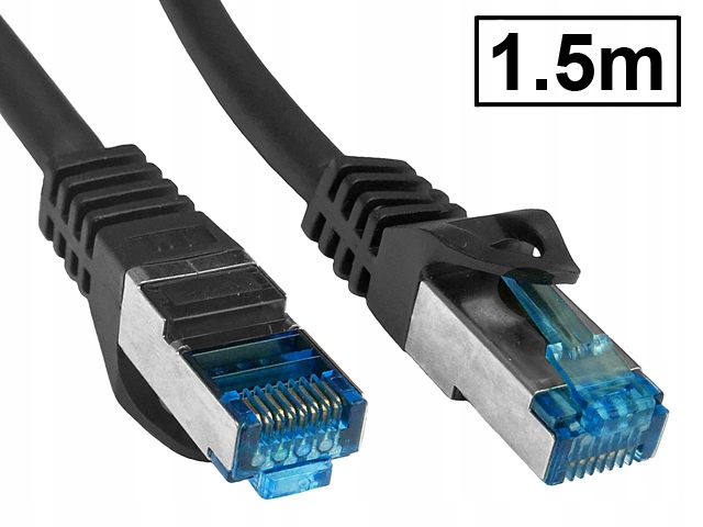 

Patchcord kat.6A ekran Pimf RJ45 1:1 czarny 1.5m