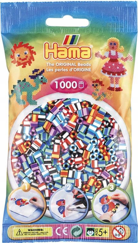 Koraliki do prasowania PRĄŻKOWANE 1000 szt HAMA 90