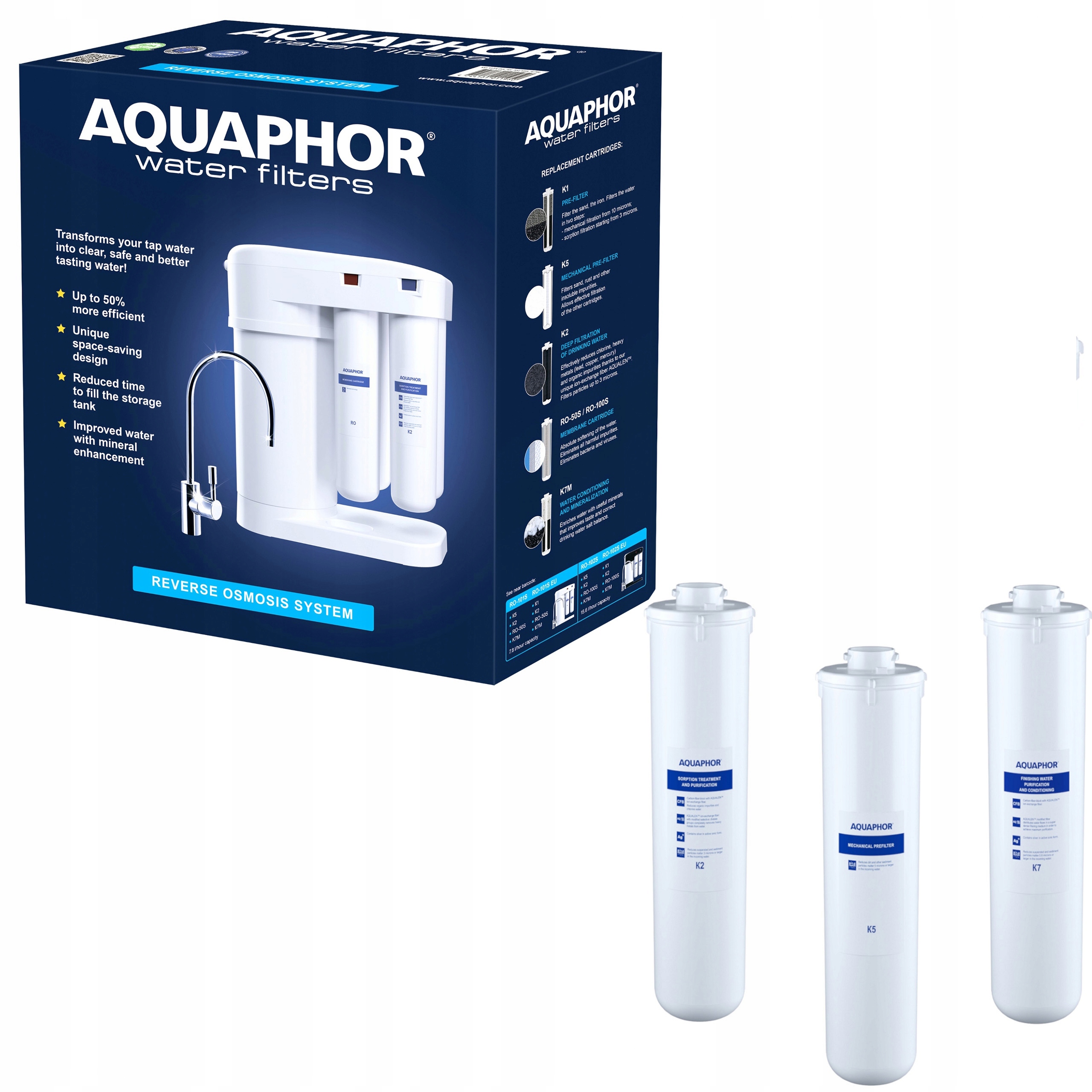 Filtr na vodu reverzní osmóza pod dřez Aquaphor Morion RO-101S +K5 K2 K7M