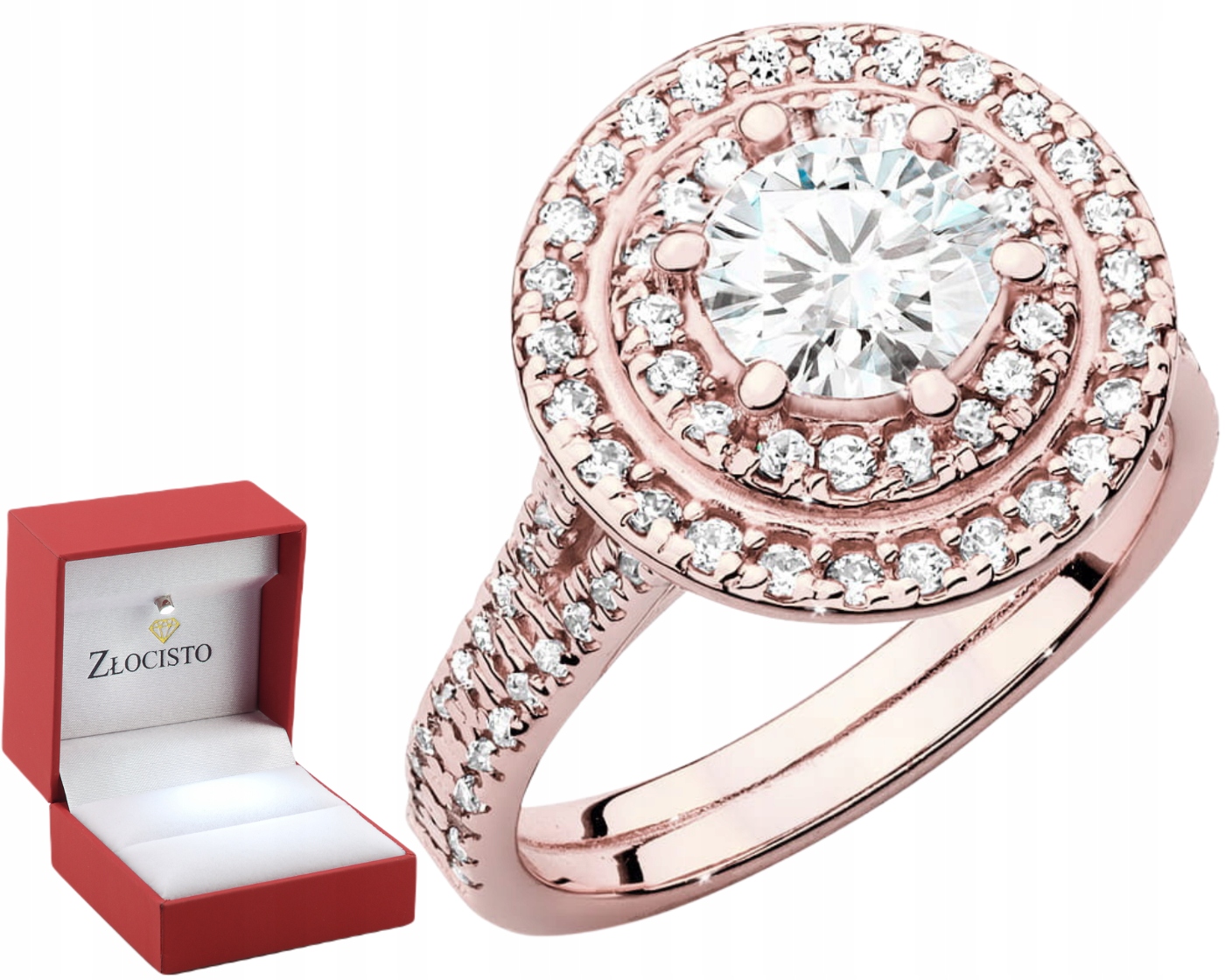 Różowe Złoto Pierścionek Diamenty Lab 585 1,33 Ct