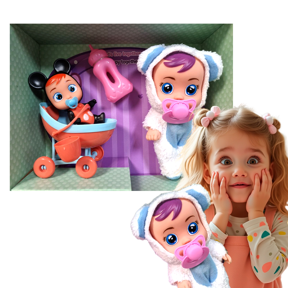 LALKA NIEMOWLĘCA Z ZESTAWEM AKCESORIÓW SPACEROWICZ 2 LALKI ZESTAW