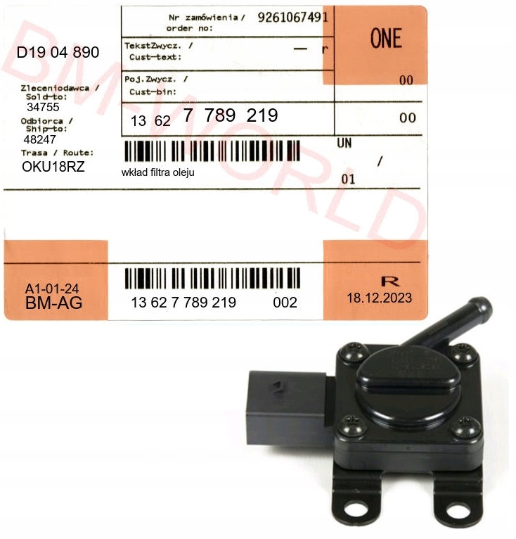 Nový originální Oe Bmw snímač tlaku výfukových plynů Bmw X3 X5 E60 E90 M47N M57N