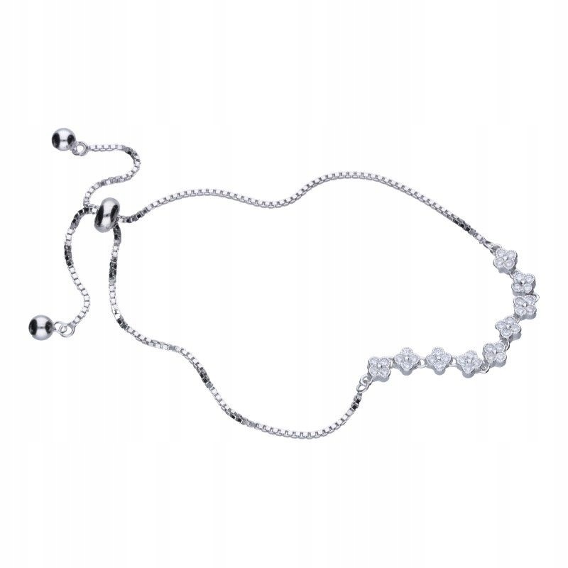 Stříbrný náramek 925 s zirkony a jetelkami jako dárek 3.49 g