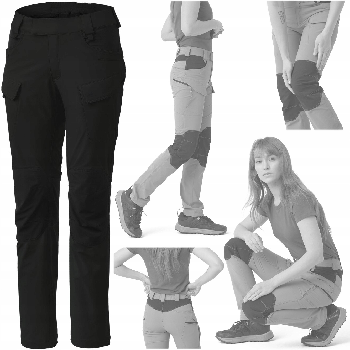 Dámské Trekové Kalhoty Outdorové Elastické Prodyšné Černé Xs