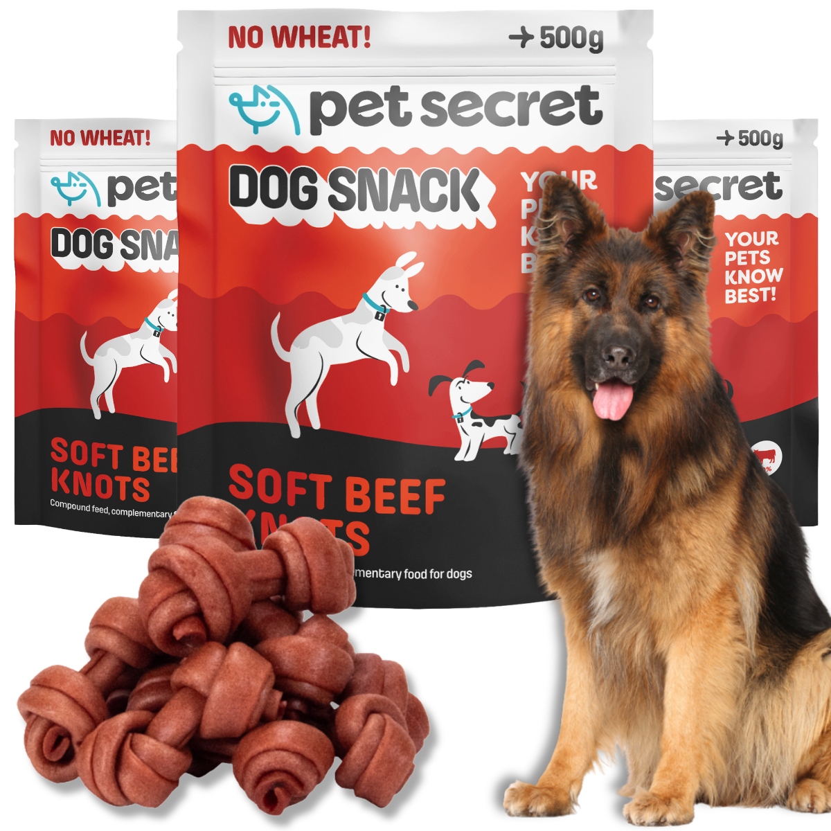 Pochoutky pro psa 3x500 g Měkké uzlíky z hovězího masa Pet Secret