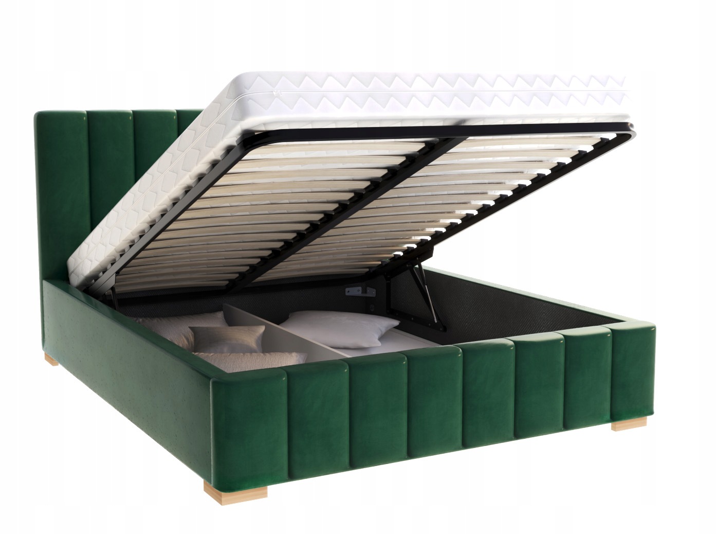 Łóżko tapicerowane z pojemnikiem 90x200 cm Fdm Austin ciemnozielone 1szt