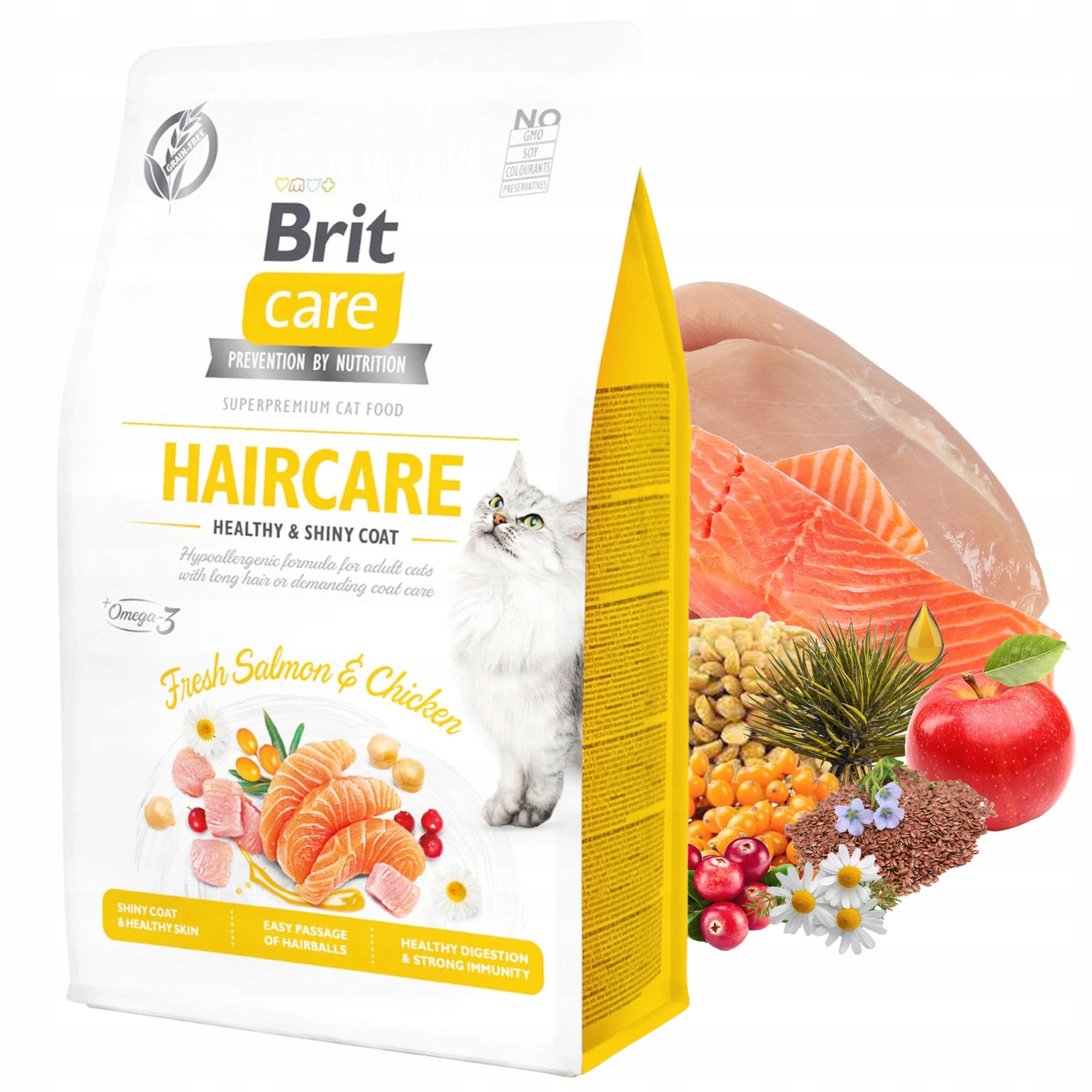 Levně Brit Care Haircare krmivo pro kočky Kuřecí losos 2 kg Bez obilovin