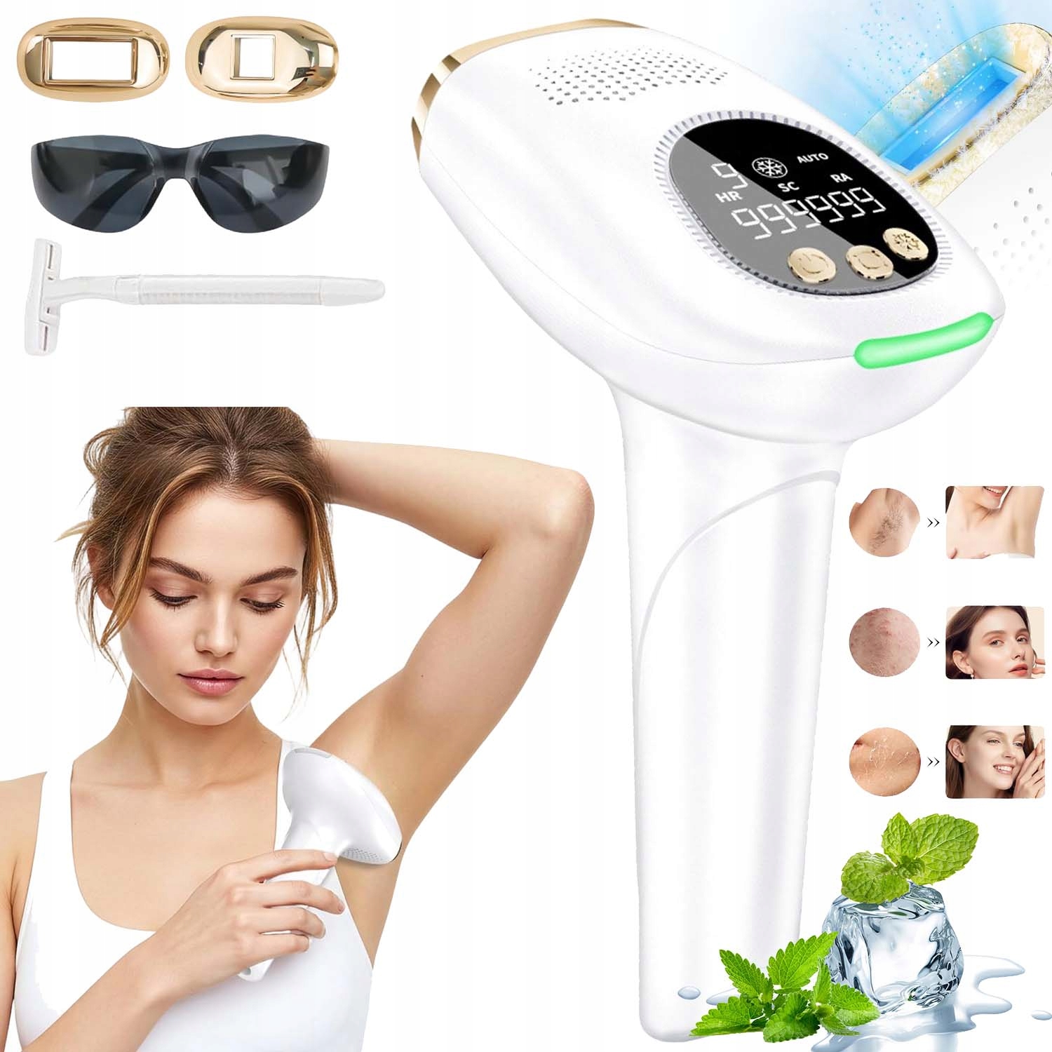 Laserový Depilátor Ipl Na Tělo Nohou Bikini Bezbolestná Epilace 9 Rychlostních Stupňů