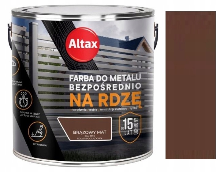 Altax Farba Do Metalu Na Rdzę Ral 8016 Brązowy Mat 2.5L