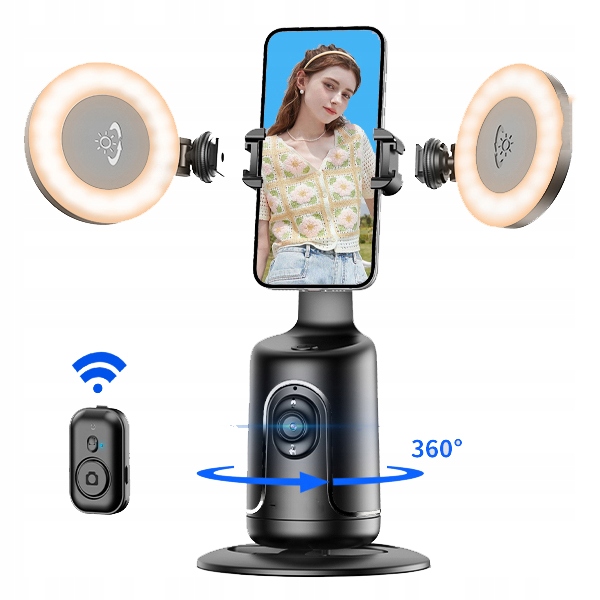 Stativ S Automatickým Sledováním Obličeje Se 2 Selfie Kroužky, Gimbal Stabilizátorem Pro Telefony