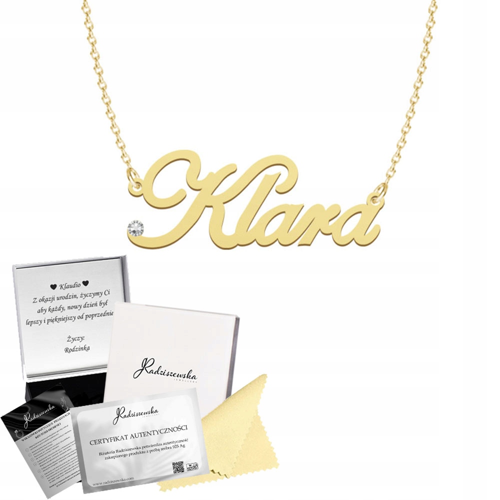 Zlatý Náhrdelník se jménem Klára Řetízek Stříbro 925 Dárek Věnování