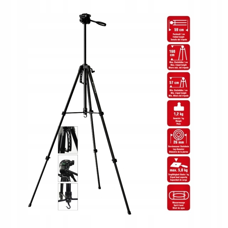 Braun Lw 160S stativ (59-160cm, 1200 g, 3-směrná h
