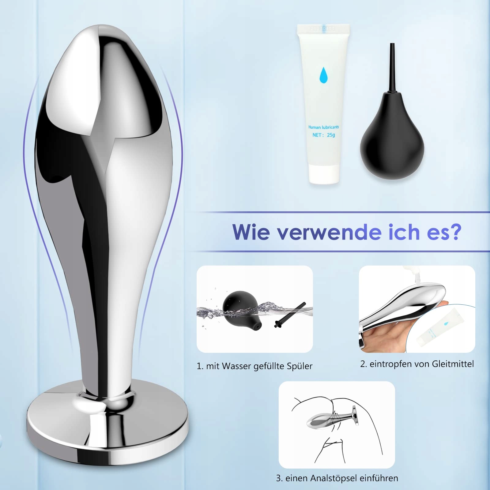 METALL Zestaw 3 Koreczków Analnych Z Kryształową Końcówką — miniatura 5