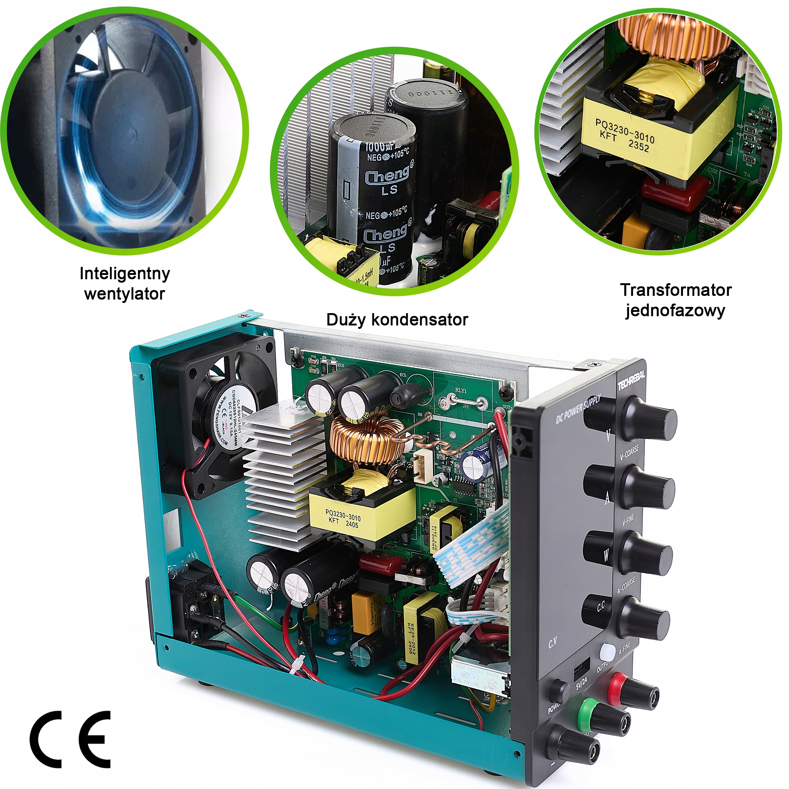 ZASILACZ LABORATORYJNY SERWISOWY TECHREBAL SPS-C3010 30V 10A USB 5V Model FE1F-684AB