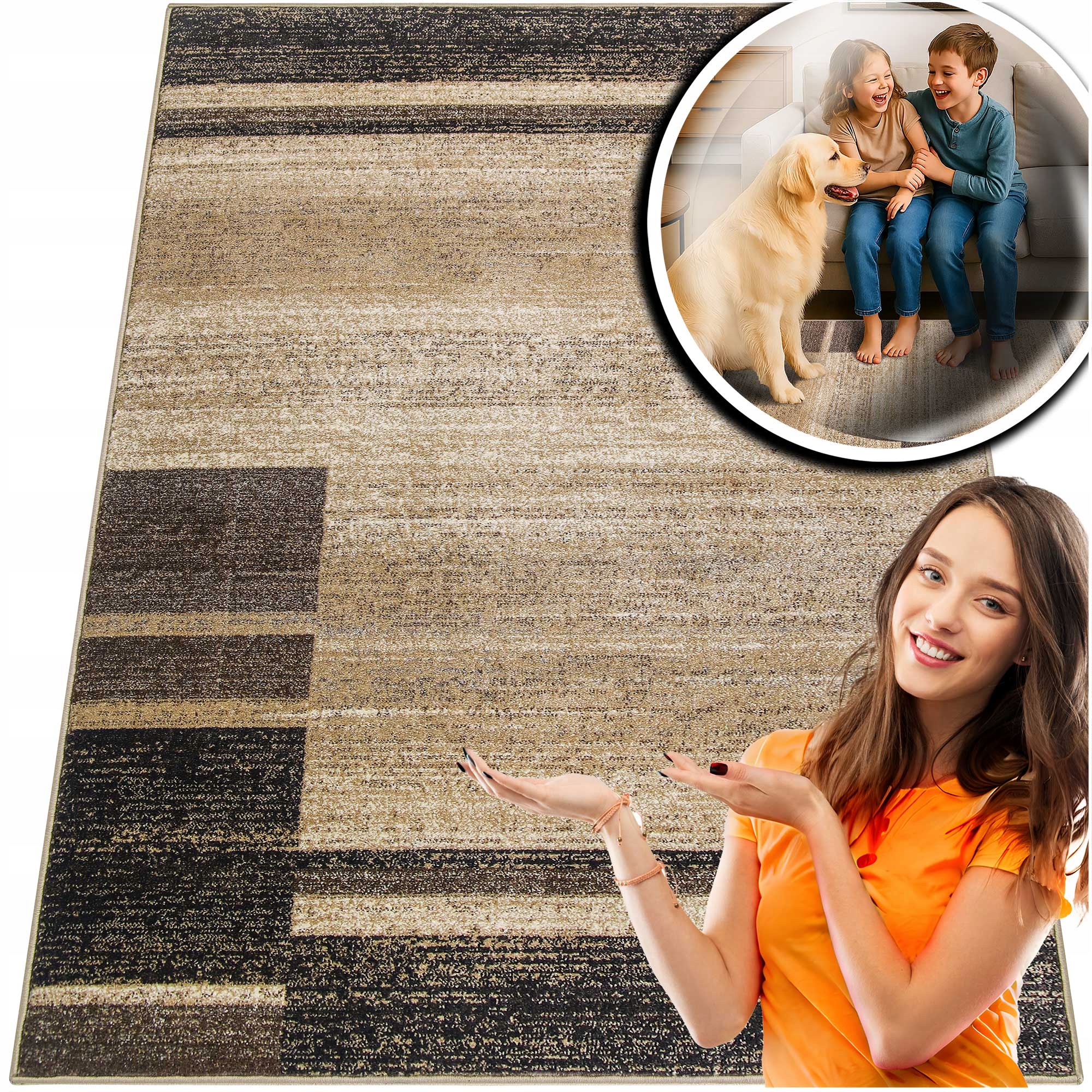 Moderní Koberec Módní Béžový Koberec Do Obývacího Pokoje Adventure Loft 13 mm 80 x 150