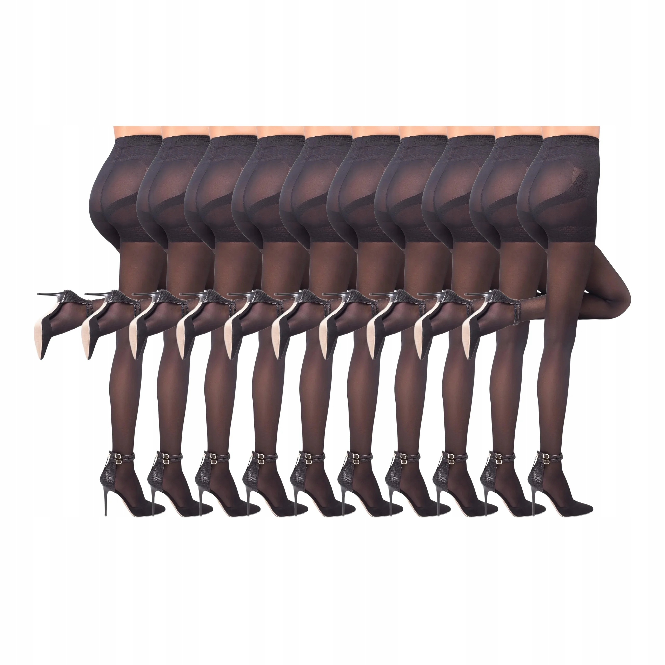 10 párů Punčocháče 303 Push-up 10x Černá 2-S