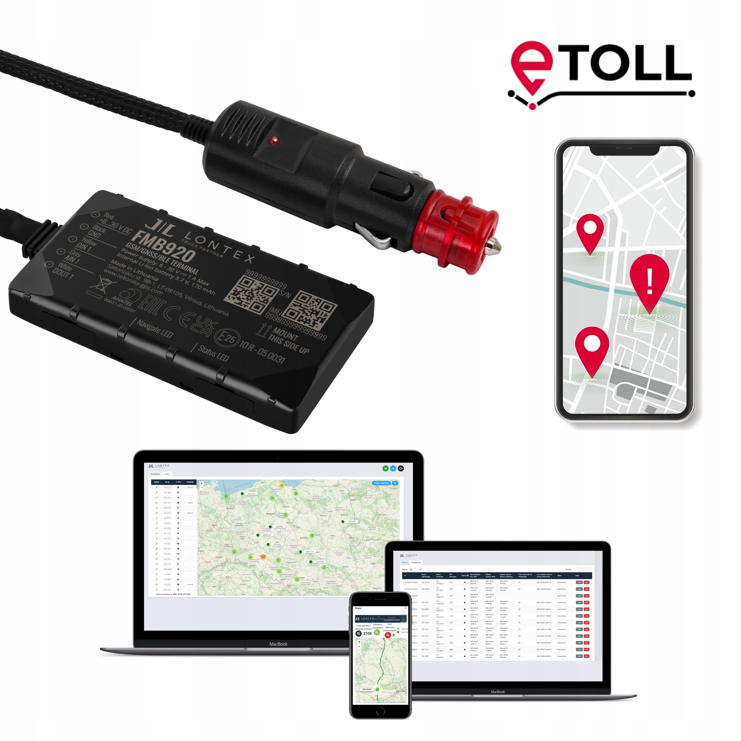 Gps Monitorovací Lokalizátor Do Auta Zapaľovačka e-TOLL 12 M