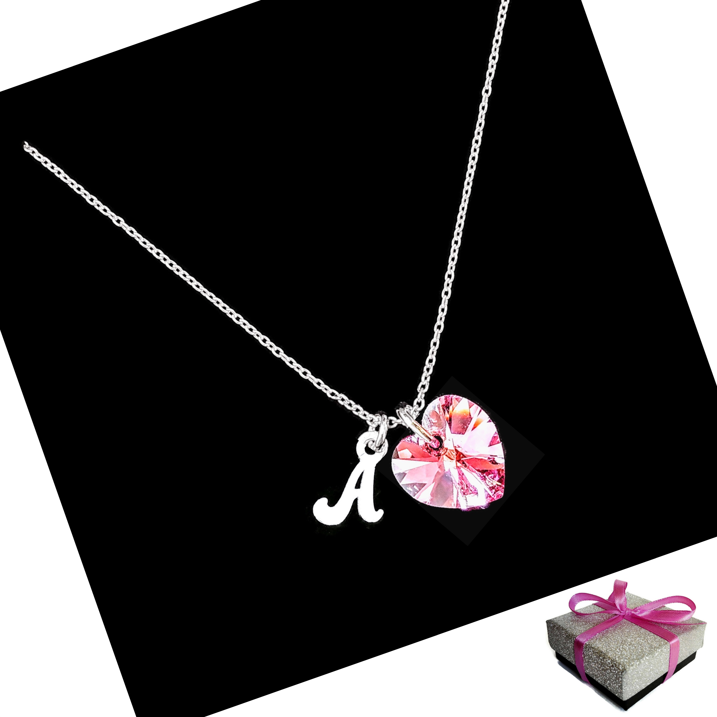 

Naszyjnik Literka Litera A Serce Swarovski Srebro