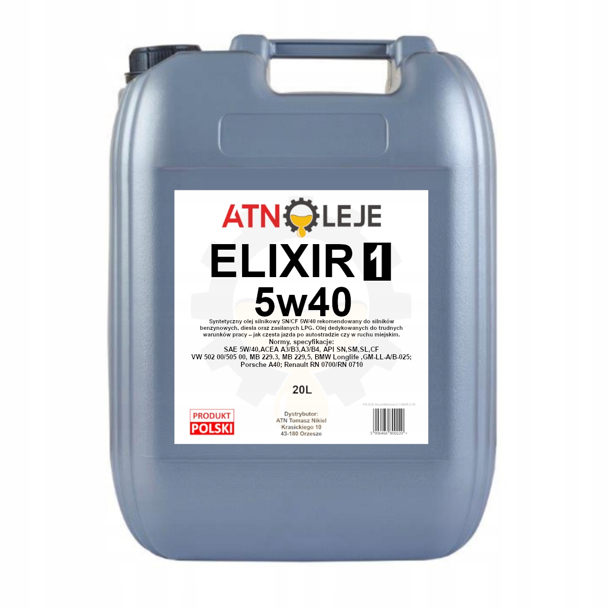 Olej silnikowy syntetyczny ELIXIR1 Sn/cf 5w40 20L