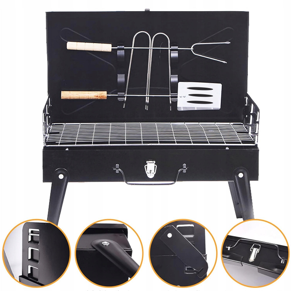 Skládací Turistický Gril Na Uhlí, Přenosný Kempingový Gril Grilovací Příslušenství