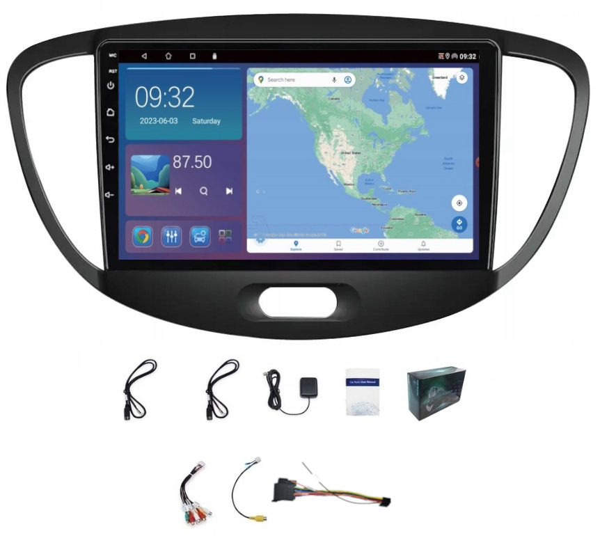 Rádio Navigácia Gps Hyundai I10 2007-2013 Wifi Carplay Bt Usb 2GB 64GB