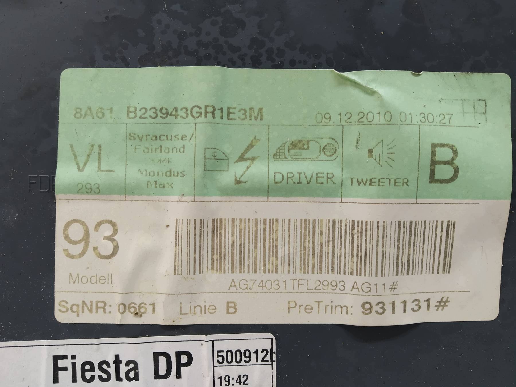 upholstery side left front 3D driver´s Ford Fiesta Mk7 (2008-2016)