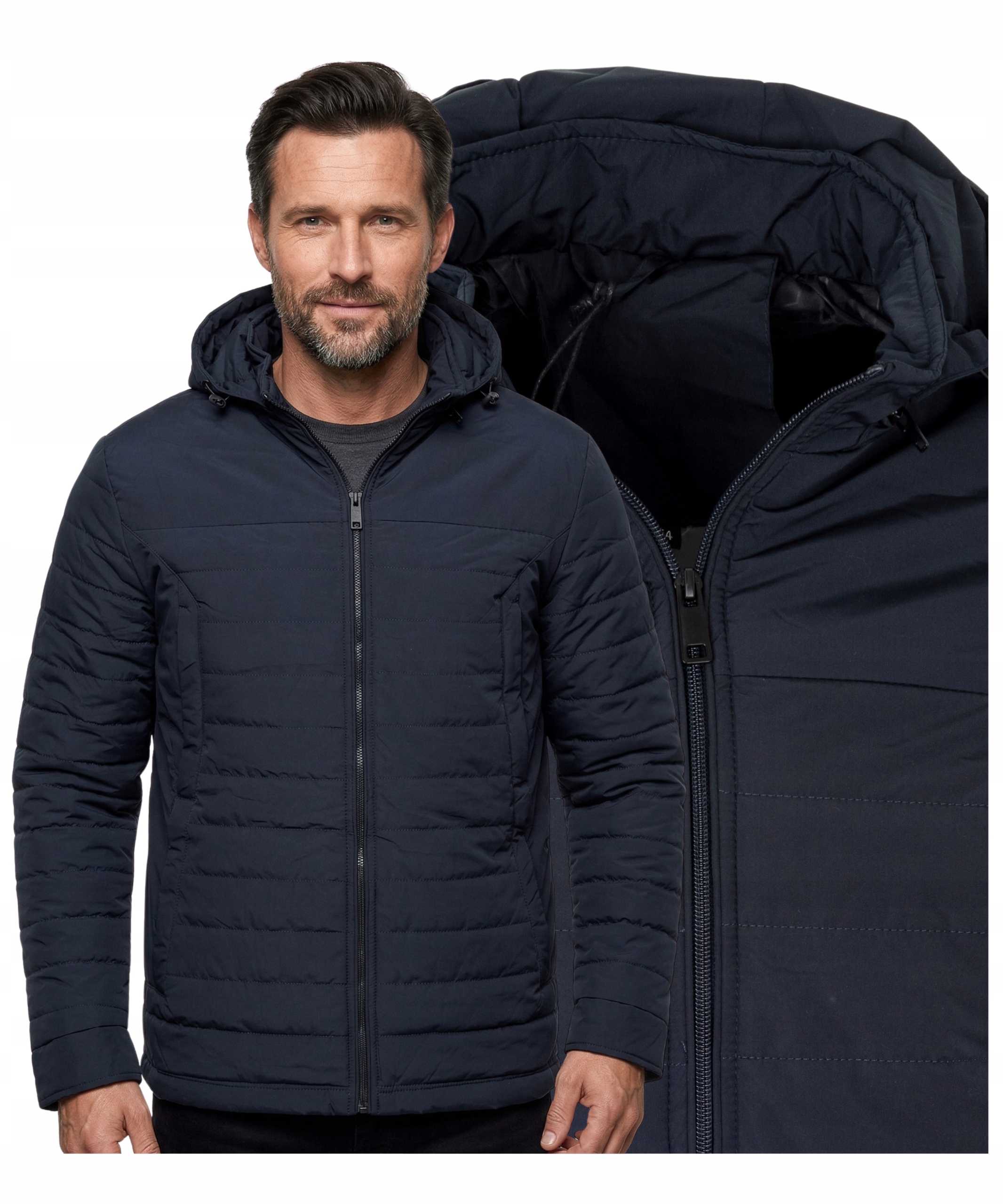 Pánská přechodová bunda s odnímatelnou kapucí Jarní a podzimní modrá M