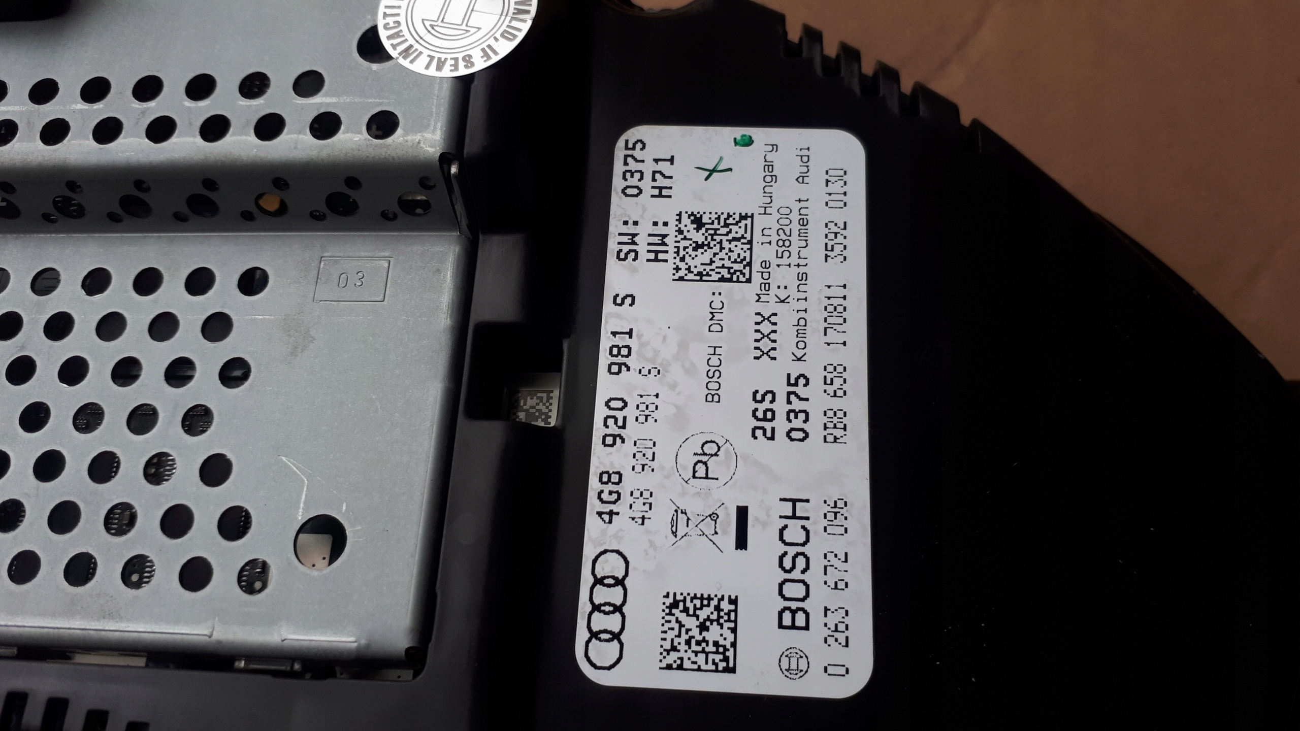 A7 4G dials clock 3.0 TDI 4G8920981S UK