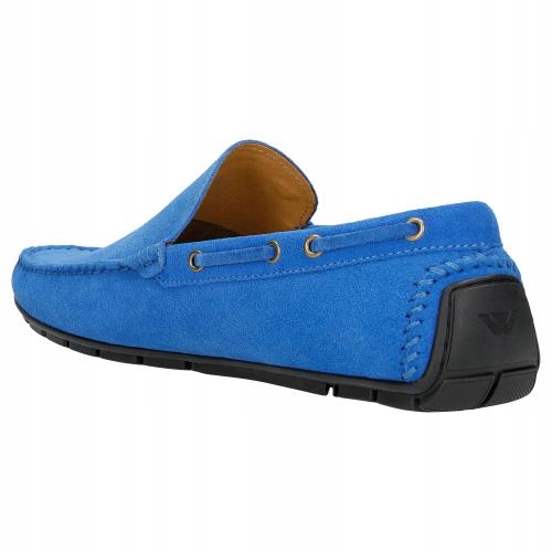BUTY MĘSKIE SKÓRZANE obuwie mokasyny SKÓRA WELUR Wojas niebieskie r. 41 Marka Wojas