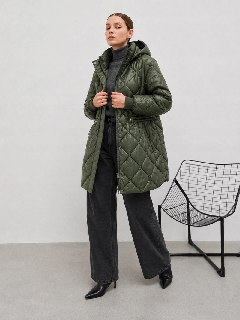 Volná Bunda S Širokými Rukávy 6518 Khaki XXL (44)