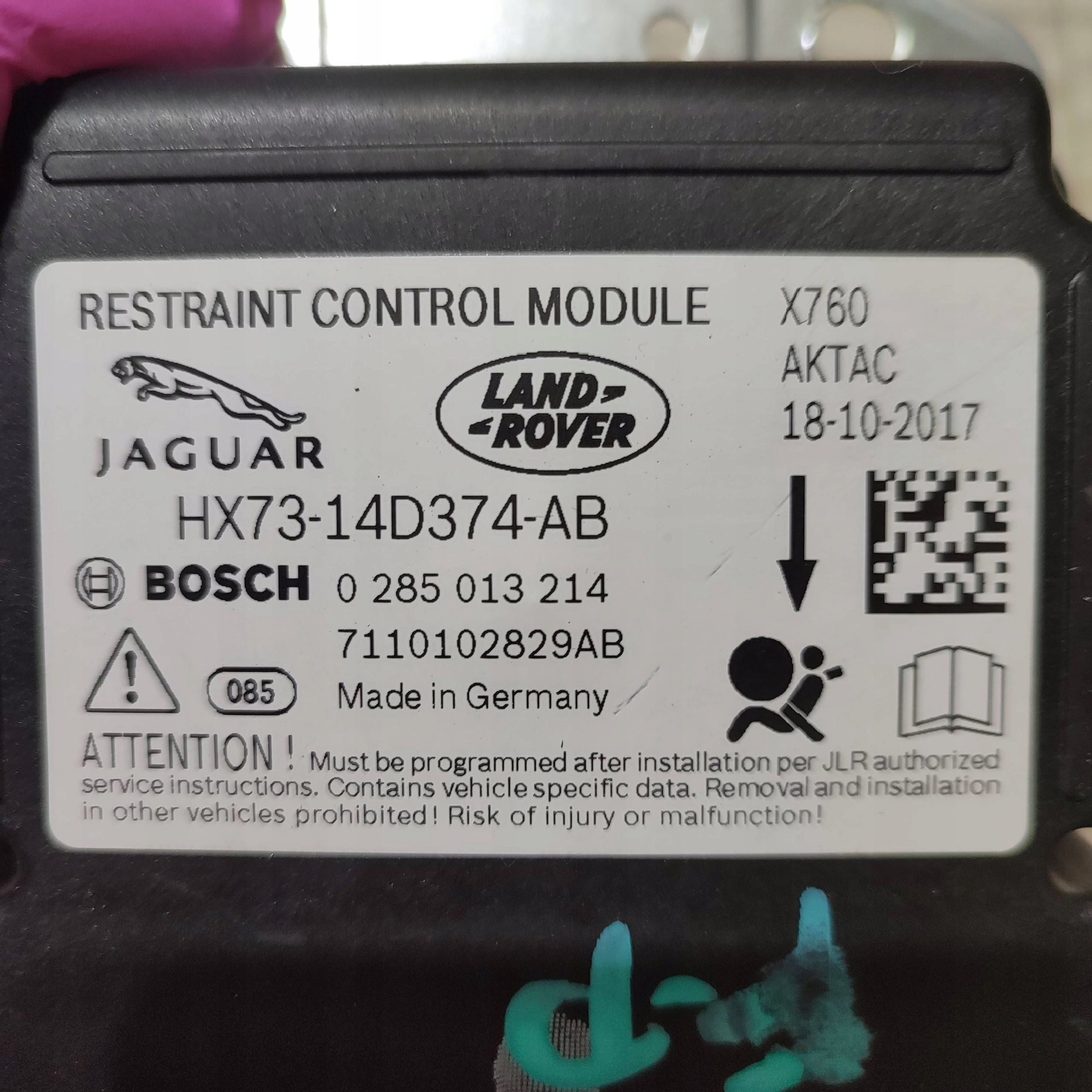 control unit airbag Jaguar F-Pace HX7314D374AB