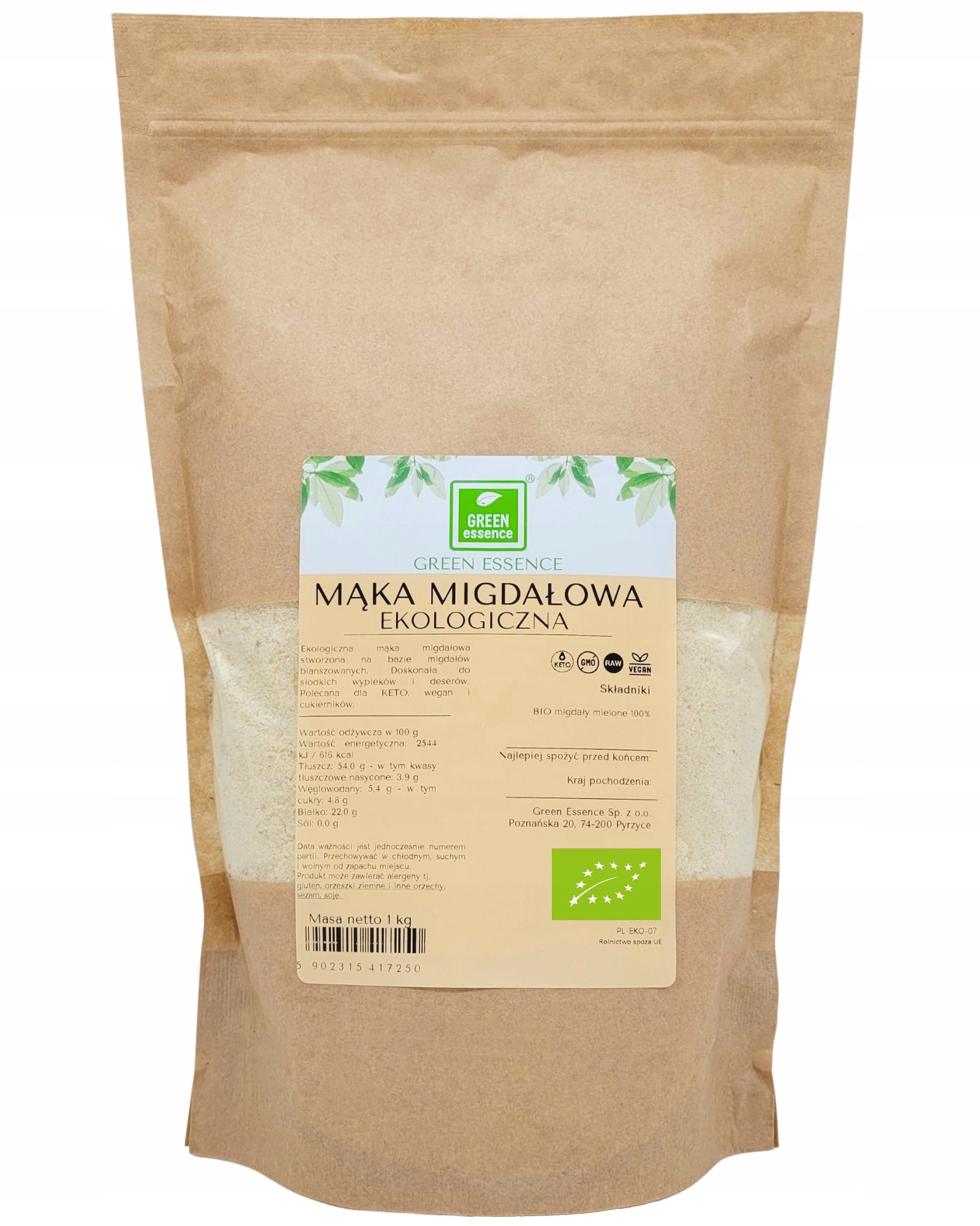 Levně Mandlová Mouka 1kg mleté mandle vysoká kvalita keto bez přísad eko