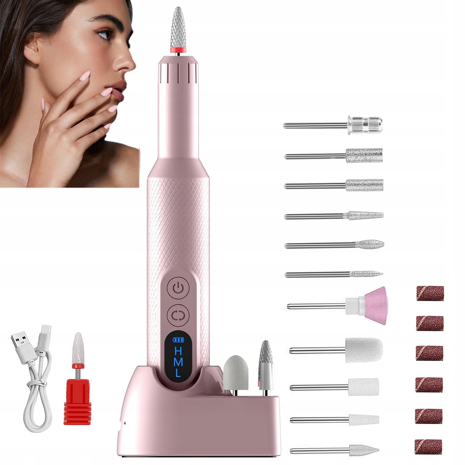 Profesionální frézka na nehty, salonní, 12000, 18000 ot./min., dobíjecí, typ C