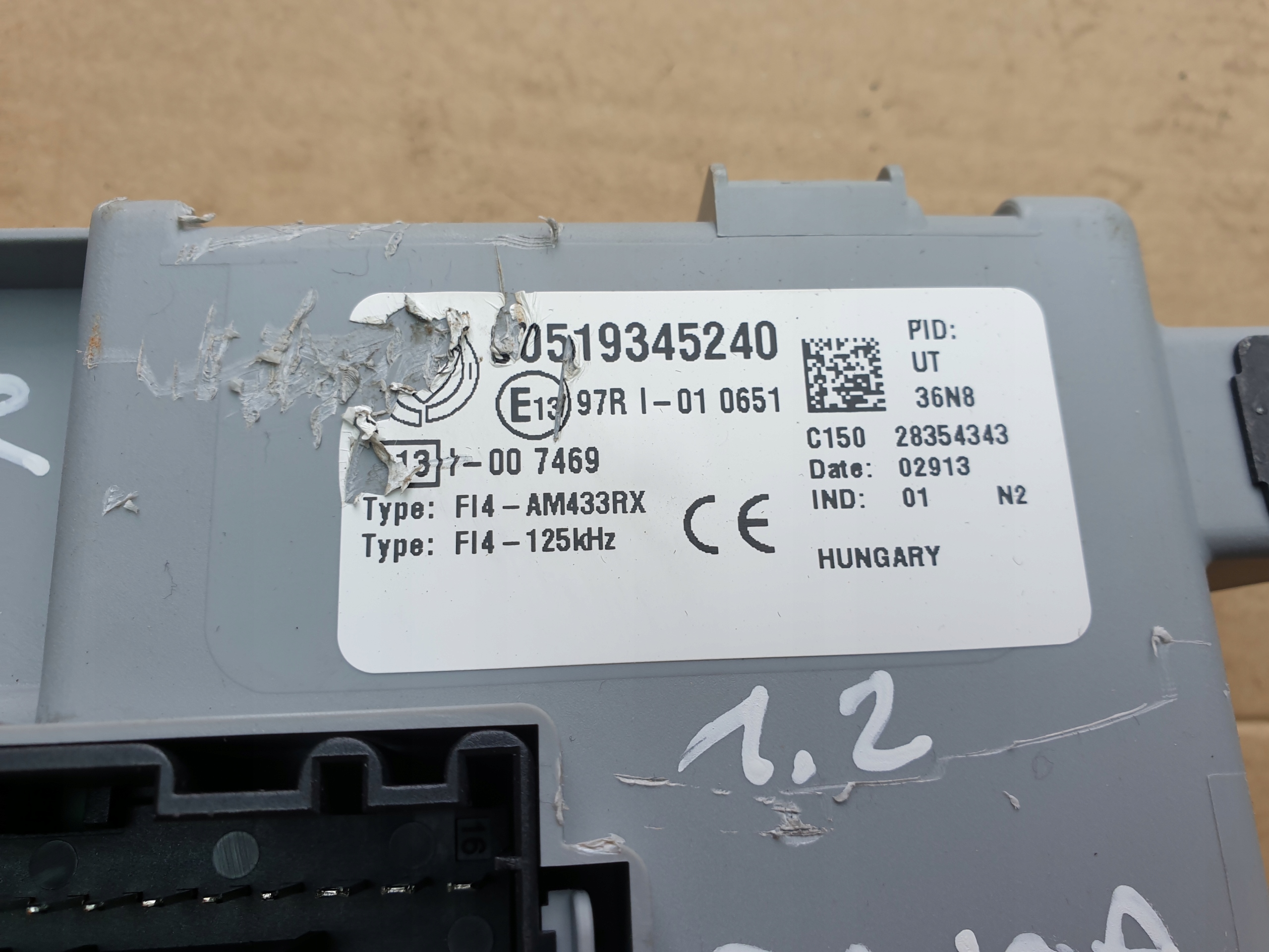 computer control unit FIAT PANDA 2013- 1.2 51933484 00519345240