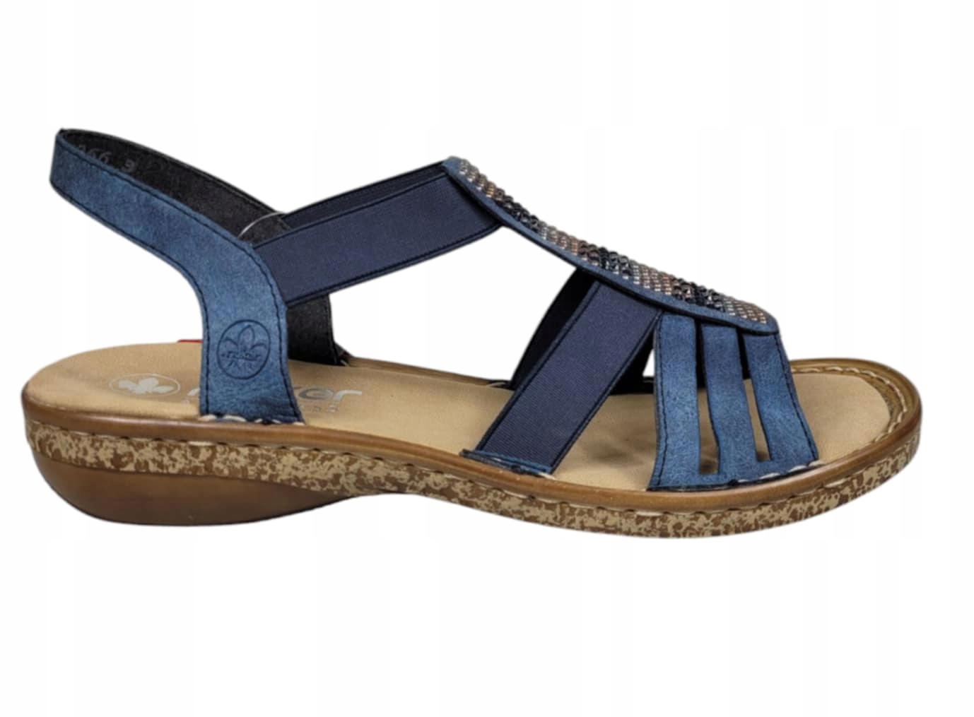 Rieker Dámské Ploché Sandály Obcas 628G7-14, Tmavě Modré, vel. 38
