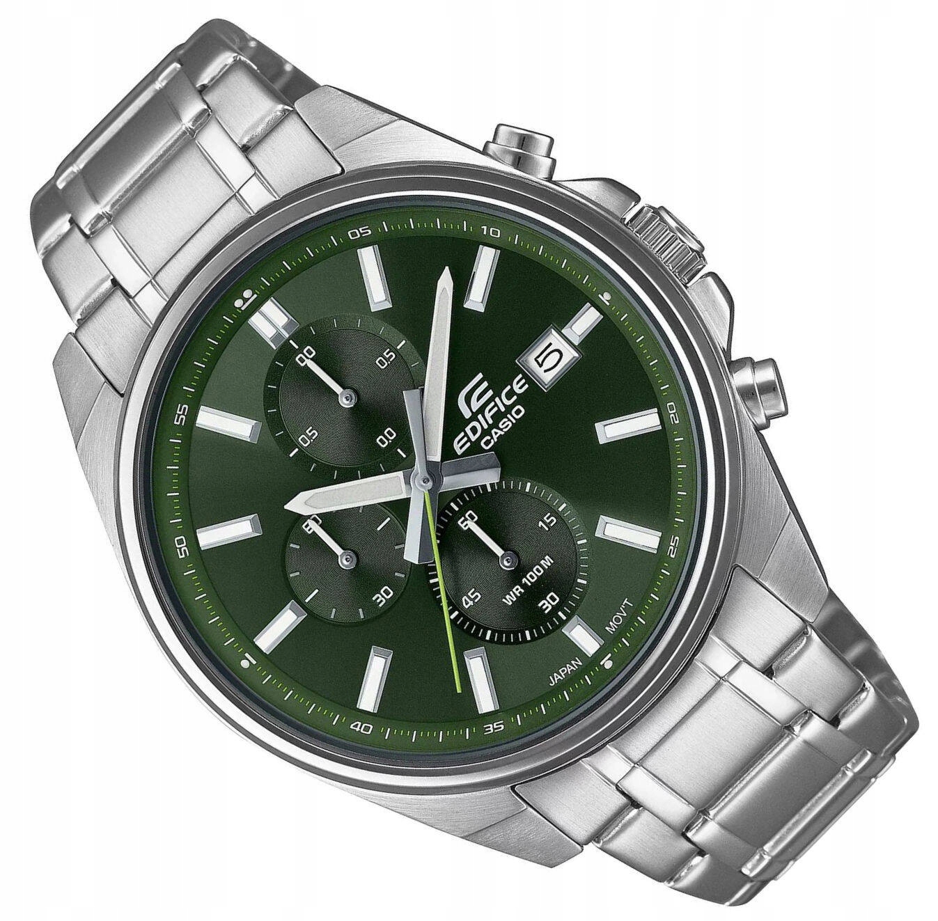 Zelené Ocelové Hodinky Casio S Chronografem EFV-610D -3CV 100 M