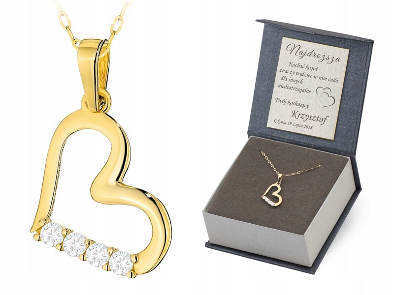 Zlatý Komplet pr. 585 Řetízek 40 cm a Přívěsek Srdce se zirkony 14k