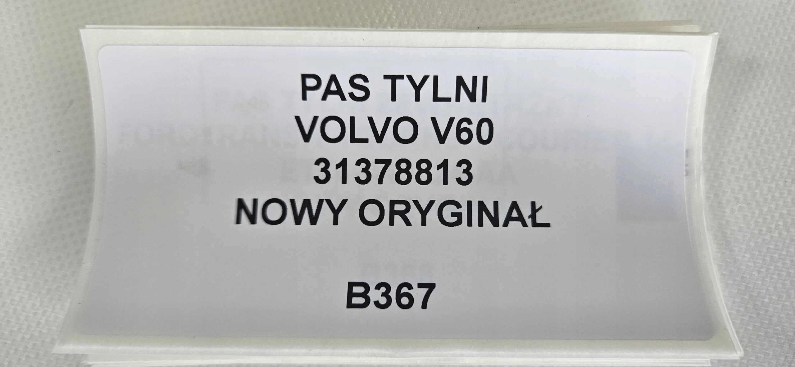 PAS TYŁ TYLNY VOLVO V60 31378813 NOWY ORYGINAŁ Wersja Europejska