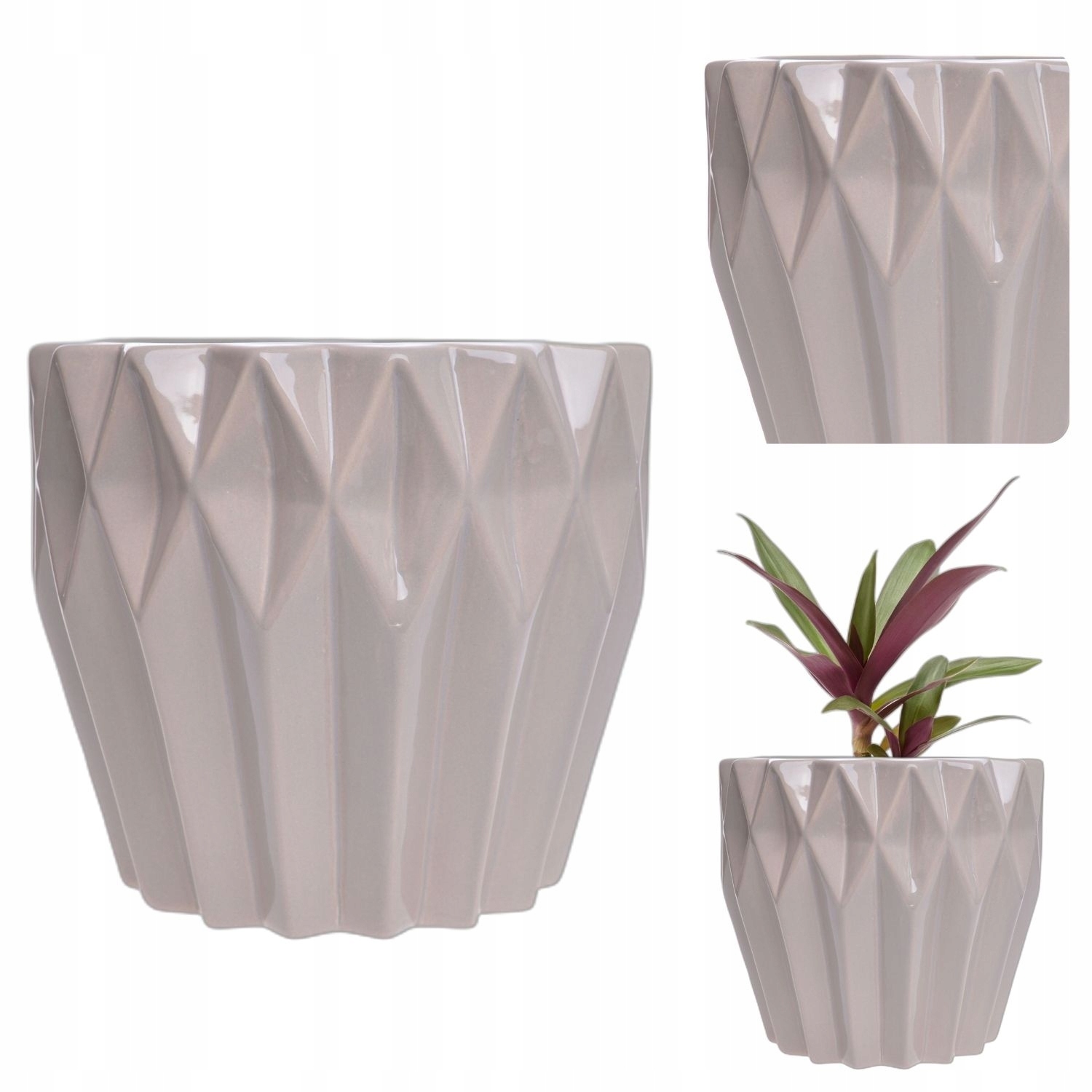 

Beżowa osłonka na doniczkę rośliny Ceramika Duża