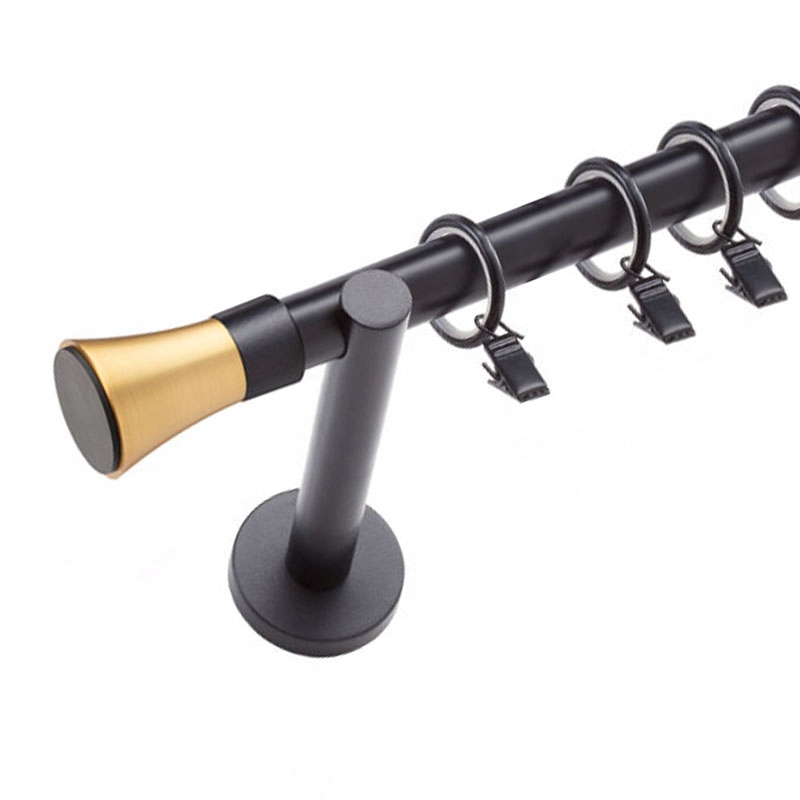 

Karnisz 160 cm czarny złote zakończenia 19 mm