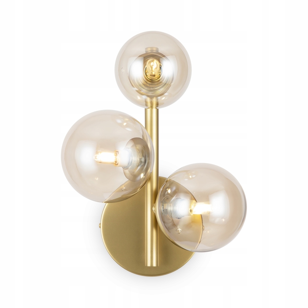 Nástenná lampa nástenná zlatá, jantárové sklenené gule, moderná Maytoni