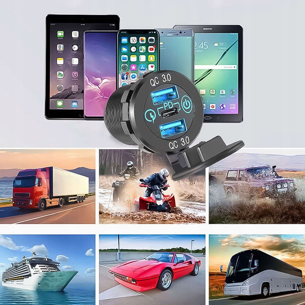 ŁADOWARKA 2x USB QC 3.0 60W W GNIAZDO ZAPALNICZKI Stan opakowania oryginalne