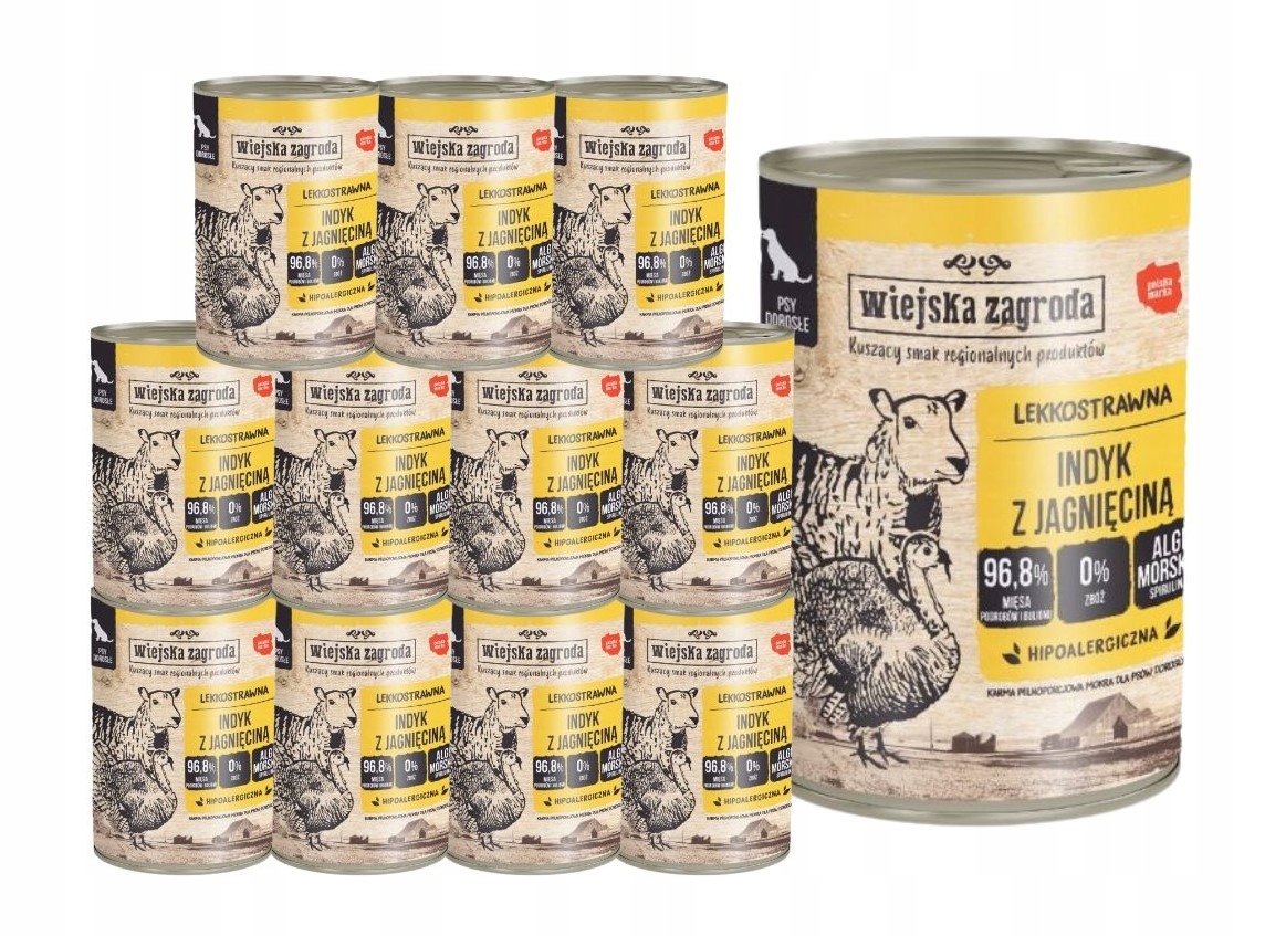 Wiejska Zagroda Krmivo mokré pro psa Krůta s jehněčím masem 12x400g