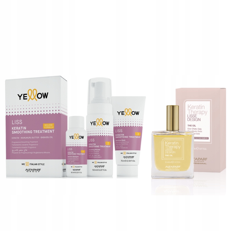 Alfaparf Yellow Liss Keratin Smoothing Set Keratin Therapy olej 50 ml